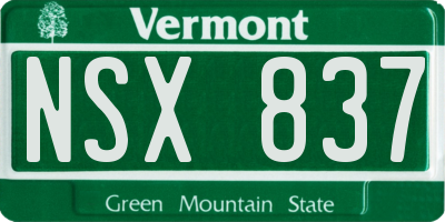 VT license plate NSX837