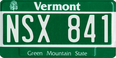 VT license plate NSX841