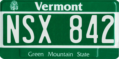 VT license plate NSX842