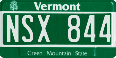 VT license plate NSX844