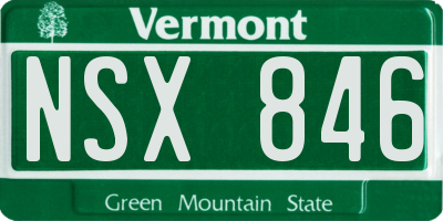 VT license plate NSX846