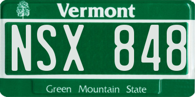 VT license plate NSX848