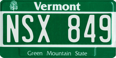VT license plate NSX849