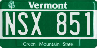 VT license plate NSX851
