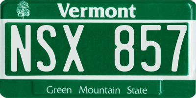 VT license plate NSX857