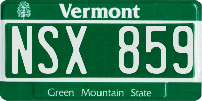 VT license plate NSX859