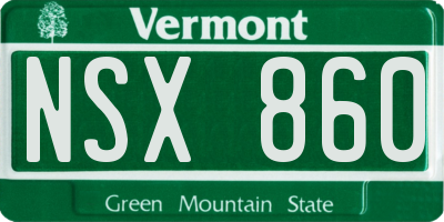 VT license plate NSX860