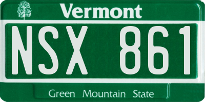 VT license plate NSX861