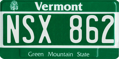 VT license plate NSX862