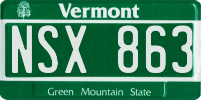 VT license plate NSX863