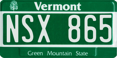 VT license plate NSX865
