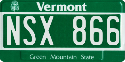 VT license plate NSX866