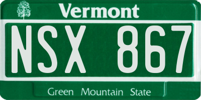 VT license plate NSX867