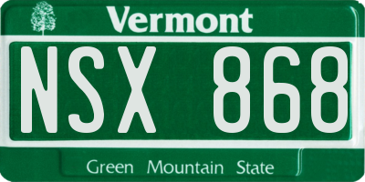 VT license plate NSX868