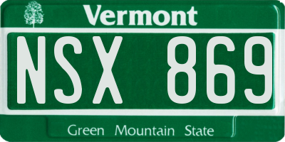 VT license plate NSX869