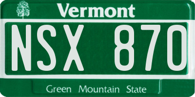 VT license plate NSX870