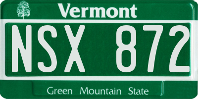VT license plate NSX872