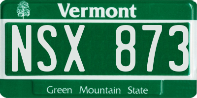 VT license plate NSX873