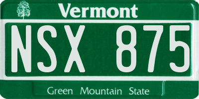 VT license plate NSX875