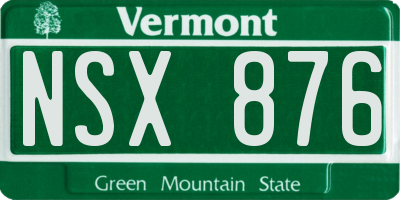 VT license plate NSX876