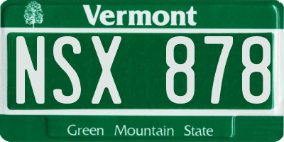 VT license plate NSX878