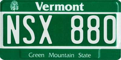 VT license plate NSX880