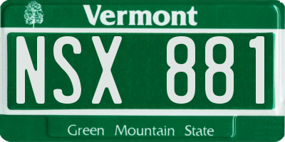 VT license plate NSX881