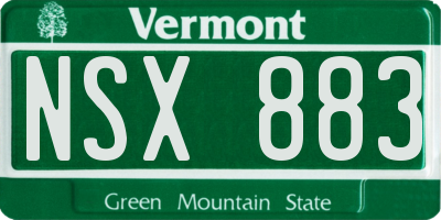 VT license plate NSX883