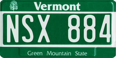 VT license plate NSX884
