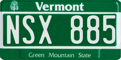 VT license plate NSX885