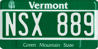 VT license plate NSX889