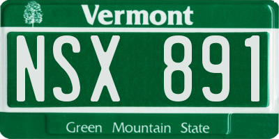 VT license plate NSX891