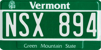 VT license plate NSX894