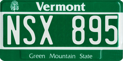 VT license plate NSX895