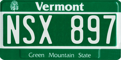 VT license plate NSX897