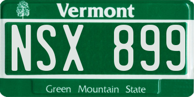 VT license plate NSX899