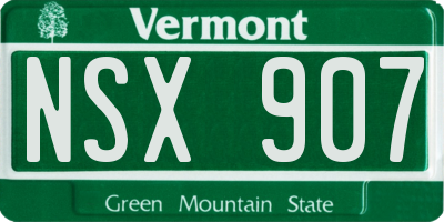 VT license plate NSX907