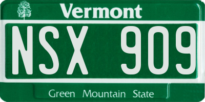 VT license plate NSX909