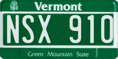 VT license plate NSX910
