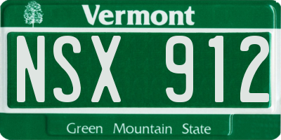 VT license plate NSX912