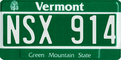 VT license plate NSX914