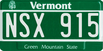 VT license plate NSX915