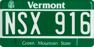 VT license plate NSX916