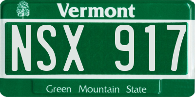 VT license plate NSX917