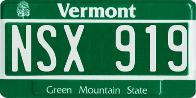 VT license plate NSX919