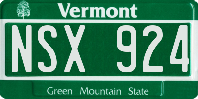 VT license plate NSX924