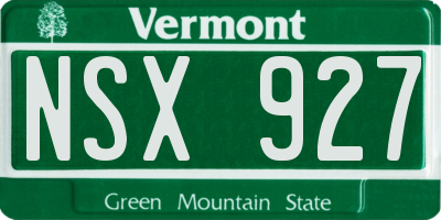 VT license plate NSX927