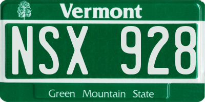 VT license plate NSX928