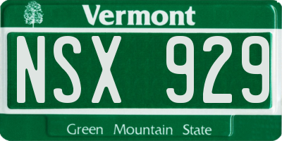 VT license plate NSX929