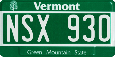 VT license plate NSX930